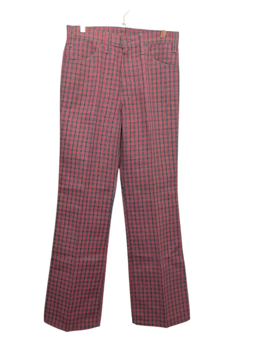 Vintage 1970s LEVI'S STA-PREST SLACKS Red PLAID Pants 30 X 32 White Tab